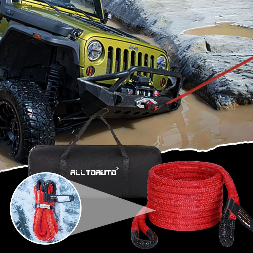 Red Kinetic Recovery & Tow Rope with 2 Soft Shackles Offroad Recovery Kit V344703