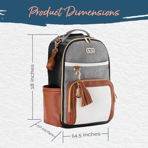Large Capacity Black Diaper Bag Backpack with 19 Pockets and Changing Pad U561874