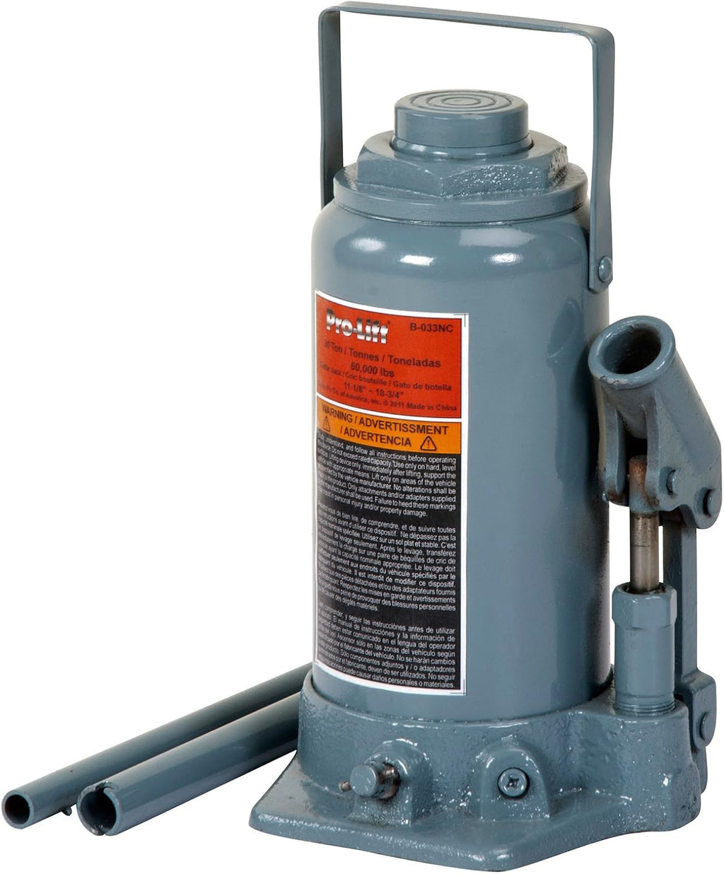 Grey Hydraulic Bottle Jack, 30 Ton Capacity, Pack of 2 F6934