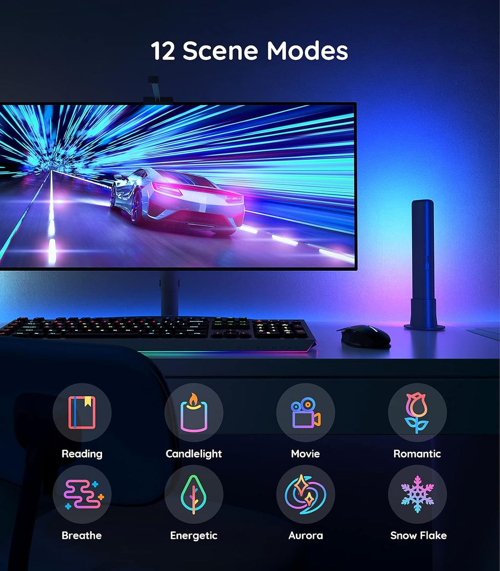 RGBIC LED Light Bars with Camera for Gaming, PC, TV C36520
