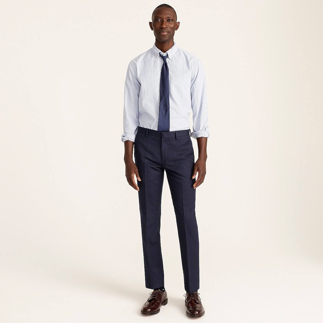 Slim-Fit Unstructured Suit Pant in Wool-Cotton Twill M3658