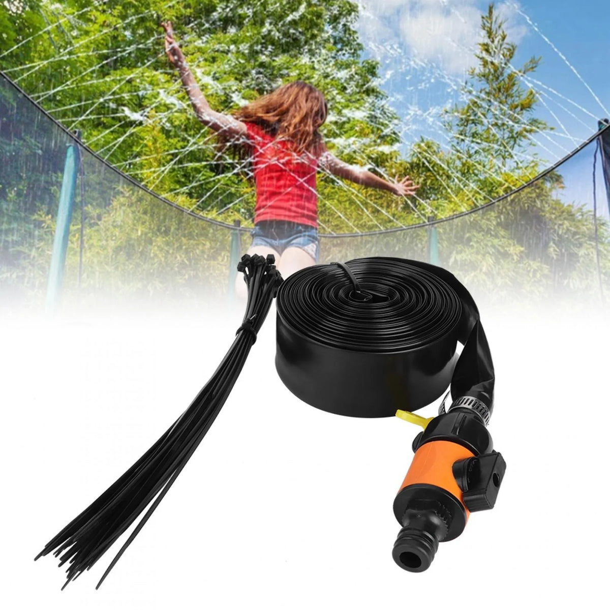 Rociador de agua de trampolín al aire libre PVC Naranja 15m Z6716