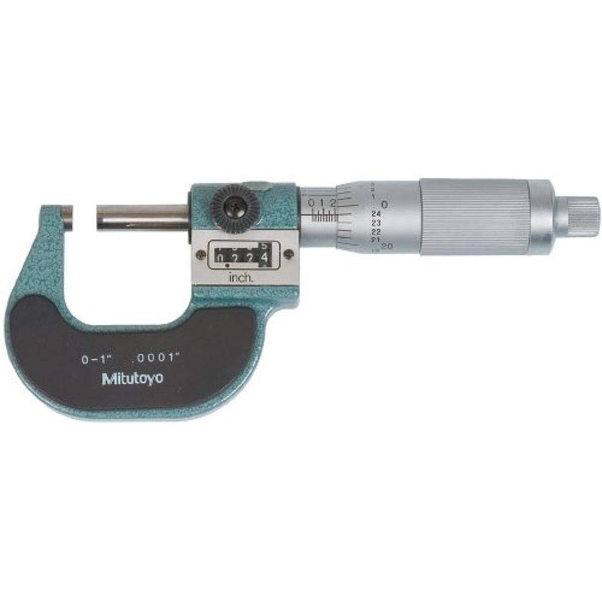 0-1x22 Mechanical Outside Micrometer with Digital Counter and Ratchet Friction Thimble A254103