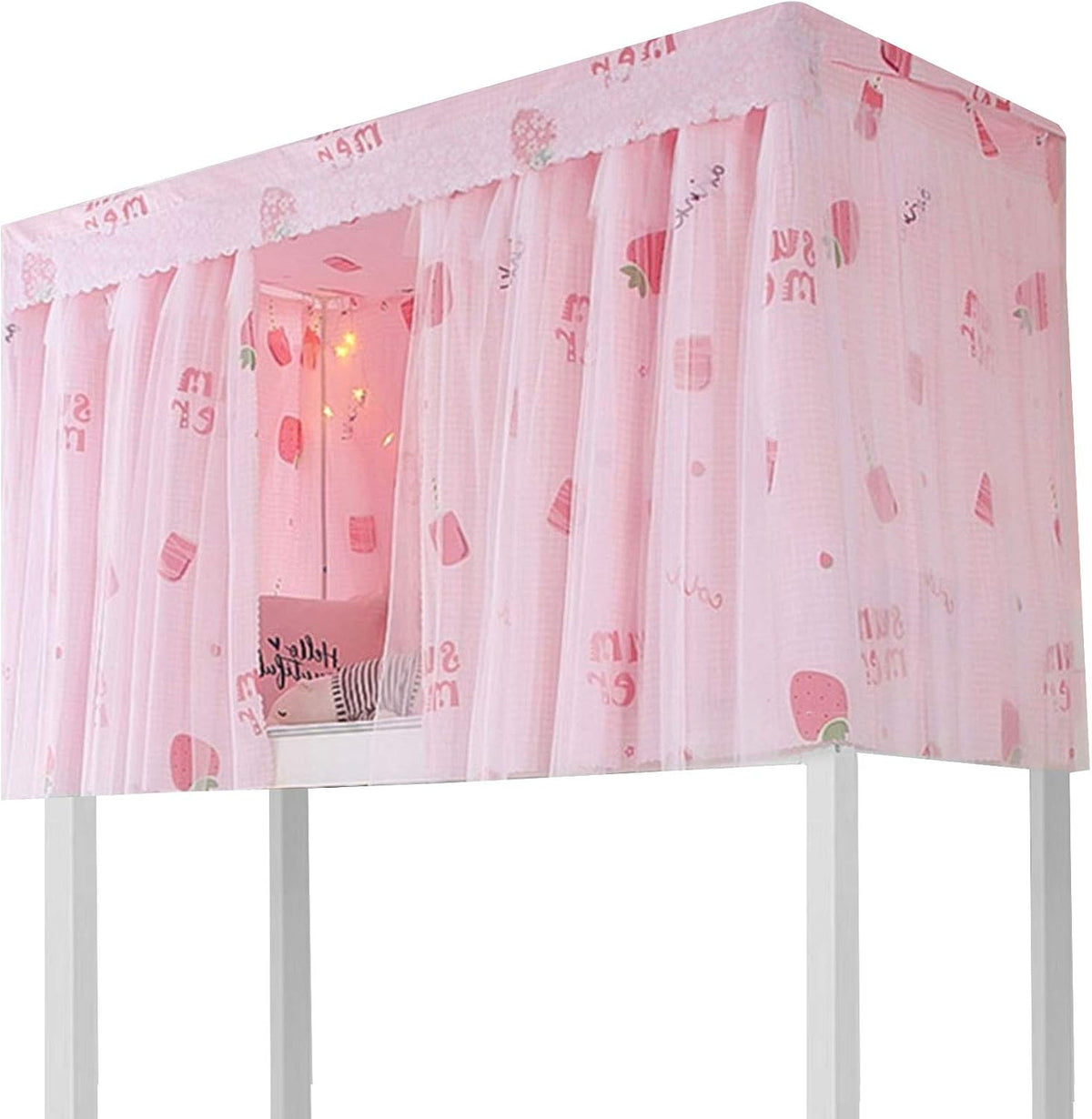 Pink Bed Canopy Curtain 3pcs C15496