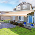 Beige Retractable Patio Awning with Manual Crank Handle E467278