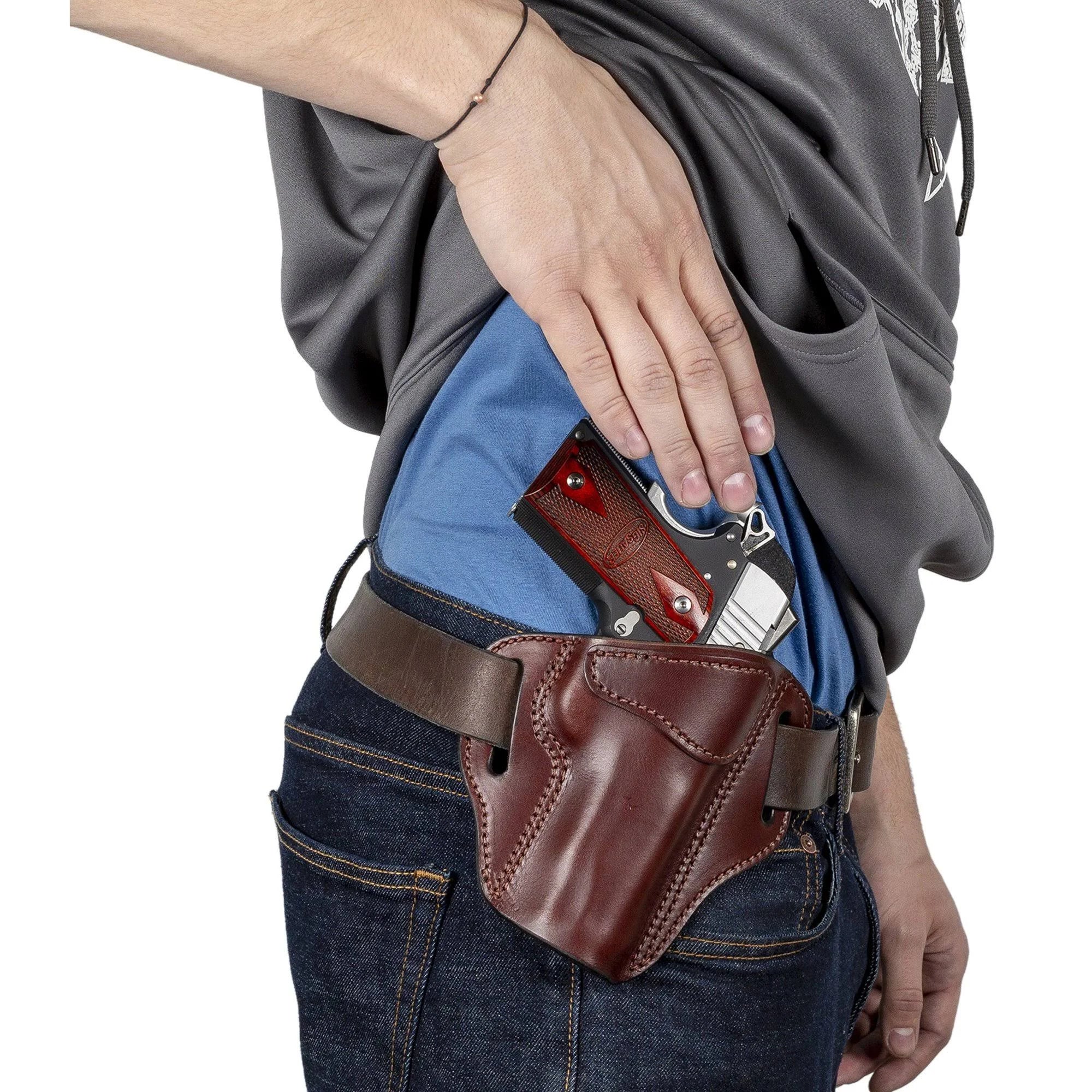 Brown Leather OWB Gun Holster V64365