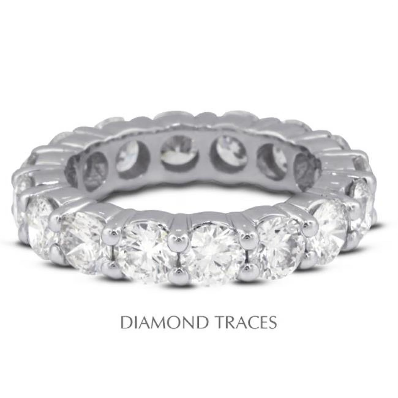 Platinum 950 4-Prong Setting 2.11 Carat Total Natural Diamonds Eternity Ring Q46036