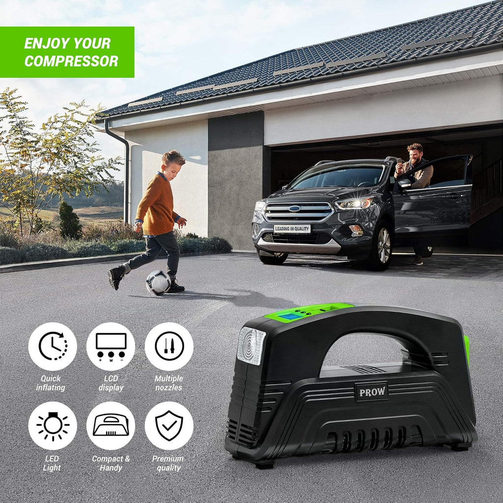Electric Air Compressor Tire Inflator AC/DC Portable with Digital Pressure Gauge O628274