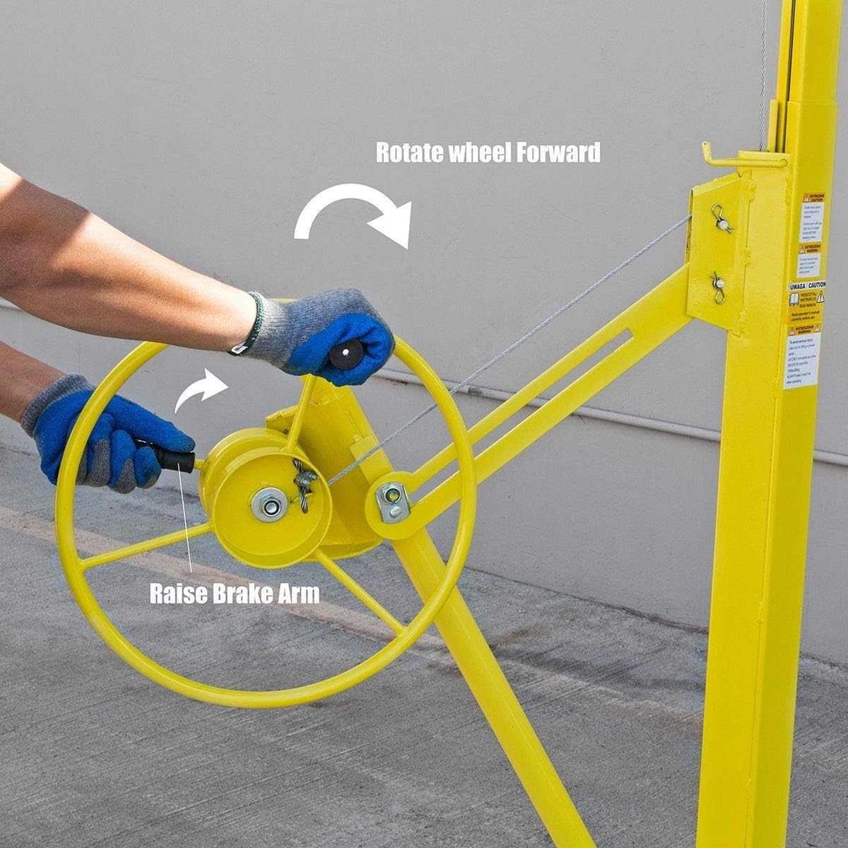 16 ft Drywall Rolling Lift Panel Hoist Jack with Caster Wheel Y269