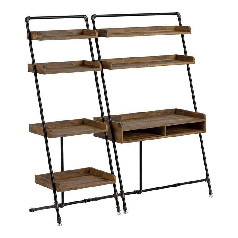 Light Hickory Wood 2-Piece Desk and Bookcase Set V471