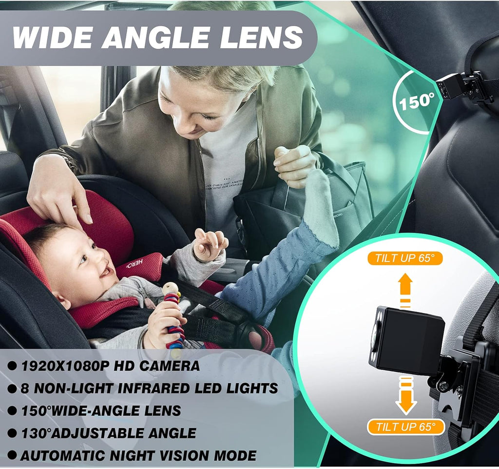 Baby Car Camera with 4.3'' HD Display, 1080P Night Vision, 360° Rearview Mirror Display Bracket R775105