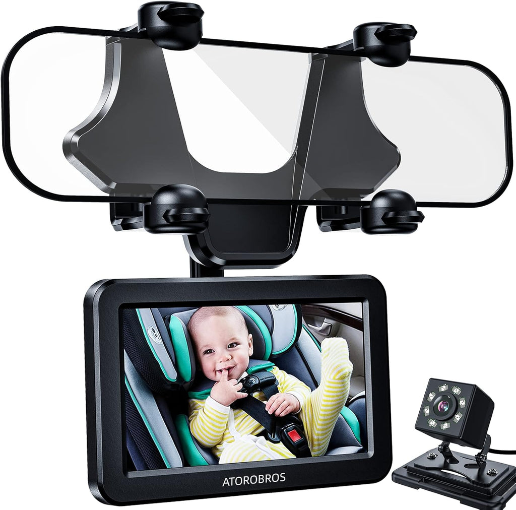 Baby Car Camera with 4.3'' HD Display, 1080P Night Vision, 360° Rearview Mirror Display Bracket R775105
