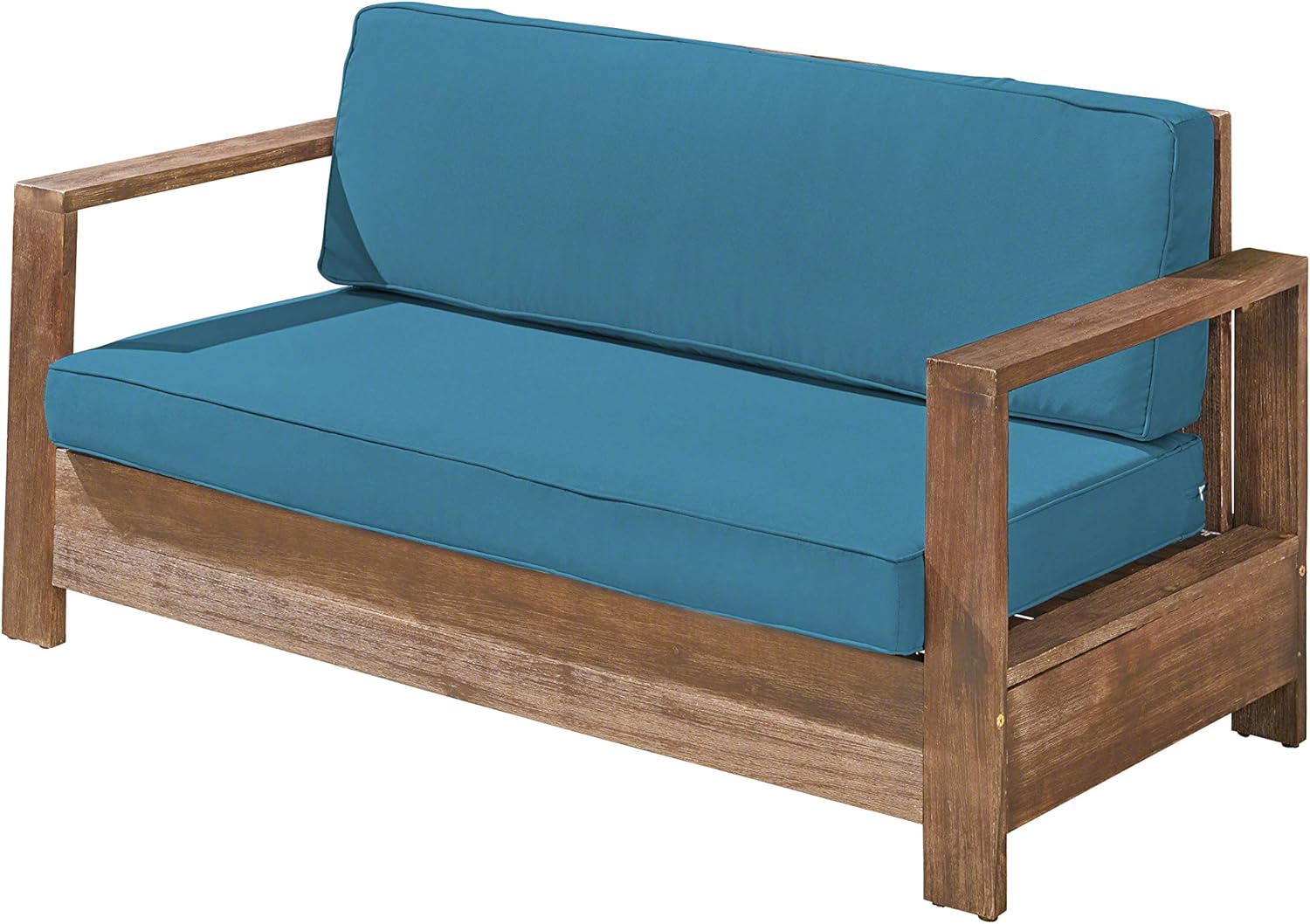 Brushed Brown Patina and Light Gray Acacia Wood Loveseat Q490743