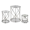 3PC Glass Top Nesting Table Chrome M712