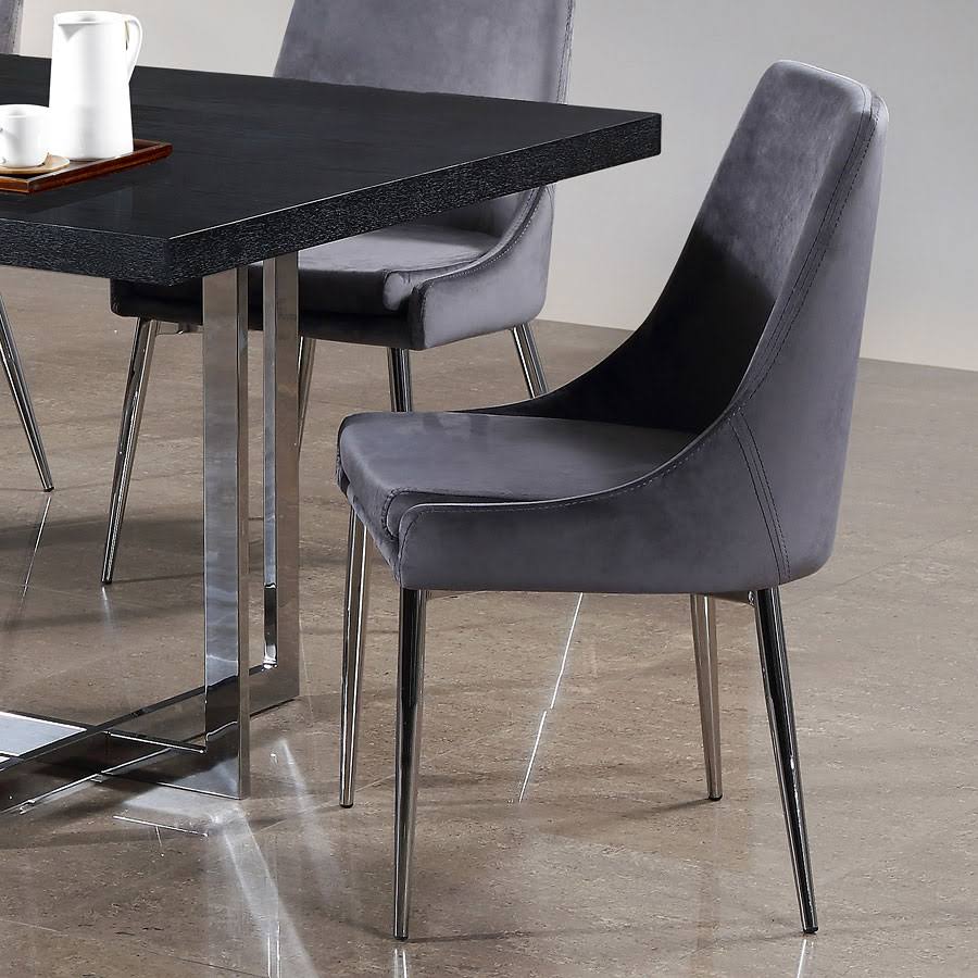 Grey Velvet Dining Chair Set of 2 V164585