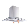 Stainless Steel Convertible Glass Island Mount Range Hood with Charcoal Filters W984