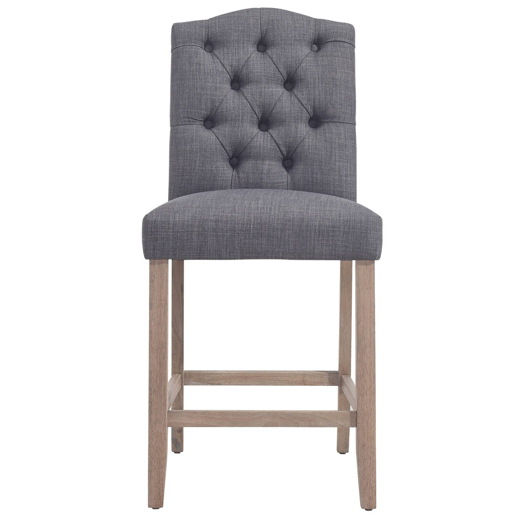 Set of 2 Gray and Brown Button Tufted Counter Chairs Z69320