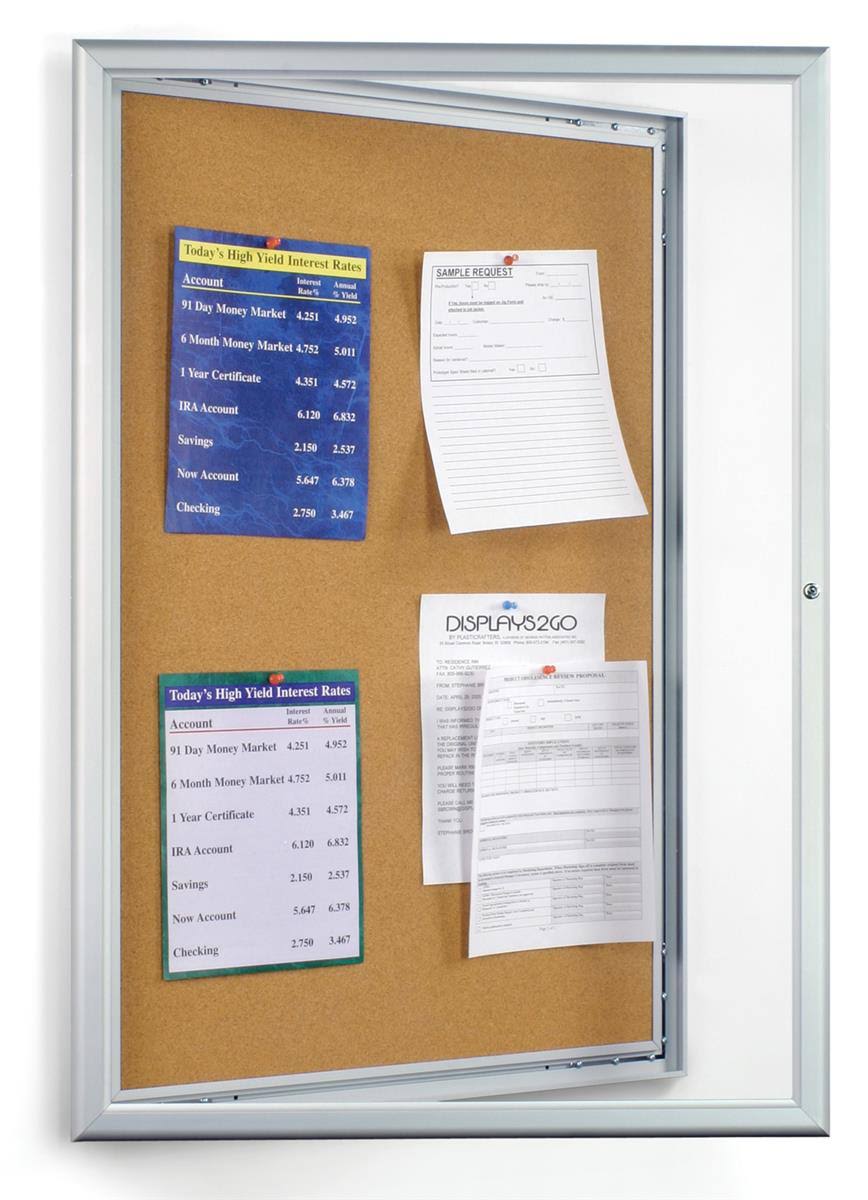 Enclosed Bulletin Board with Silver Aluminum Frame U257225
