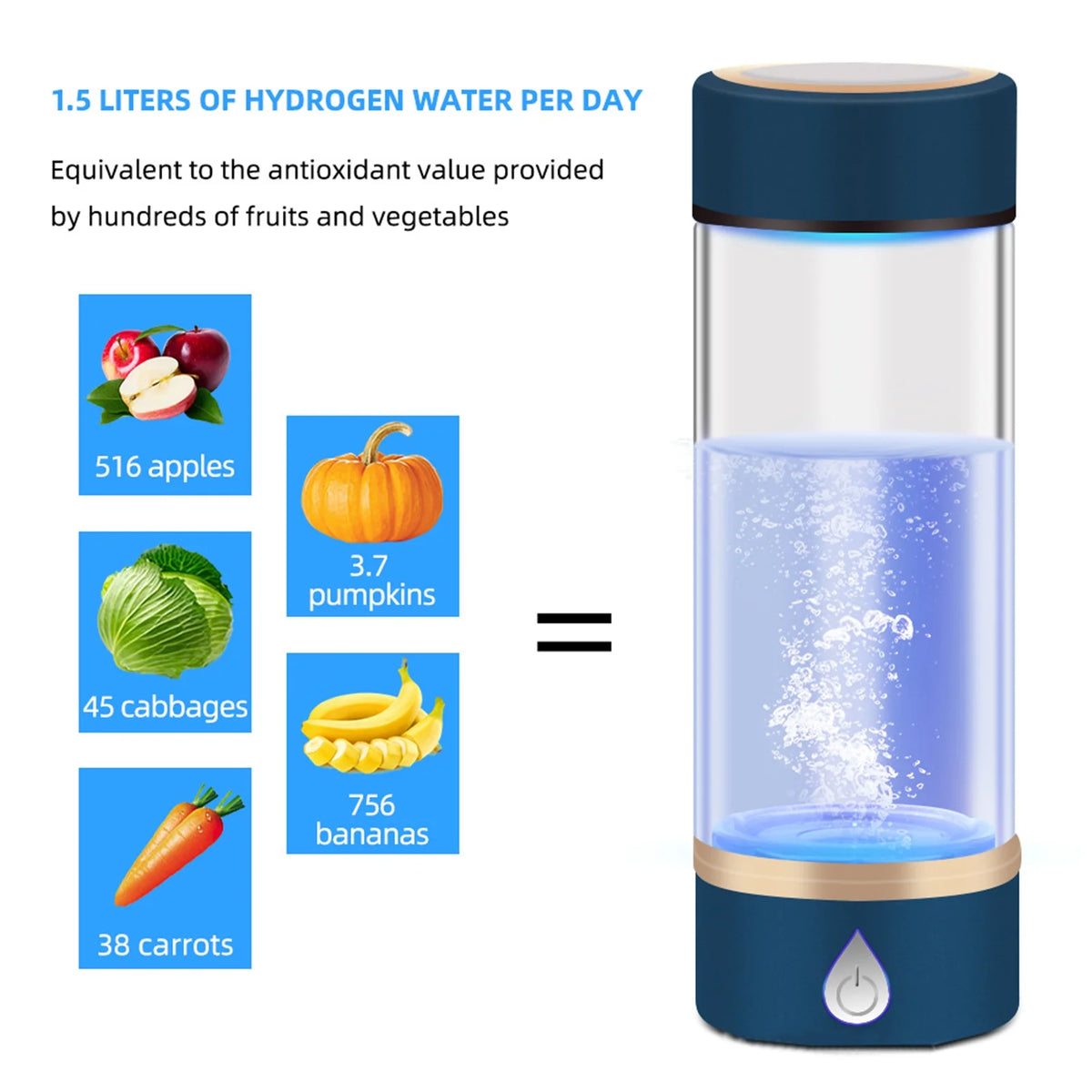 Portable Hydrogen-Rich Generator Bottle Glass Cup F1689