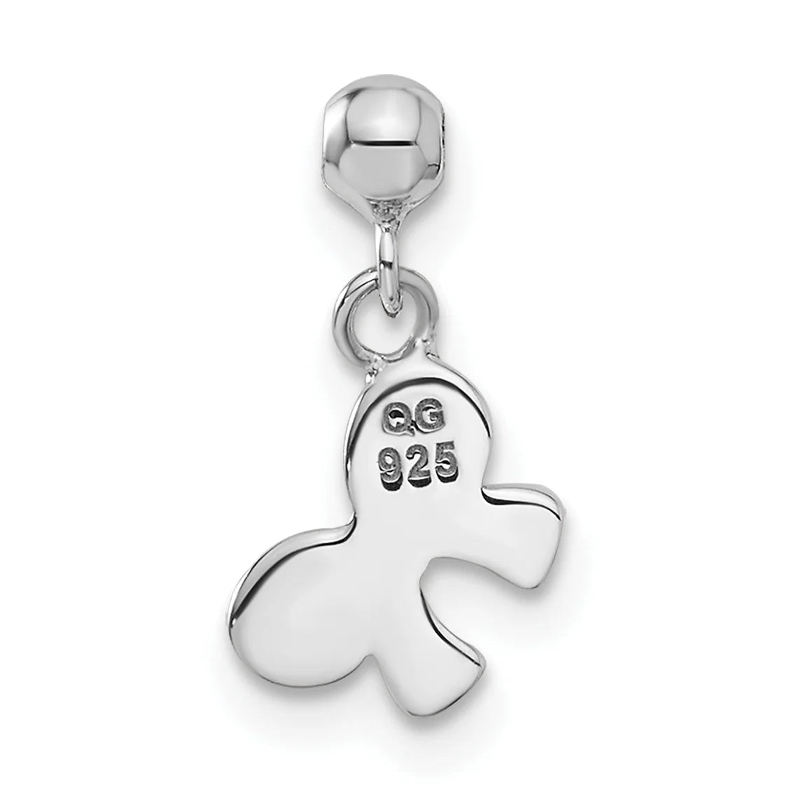 Sterling Silver Created Crystal Bow Charm Pendant with Rope Chain Necklace 20'' Z43312