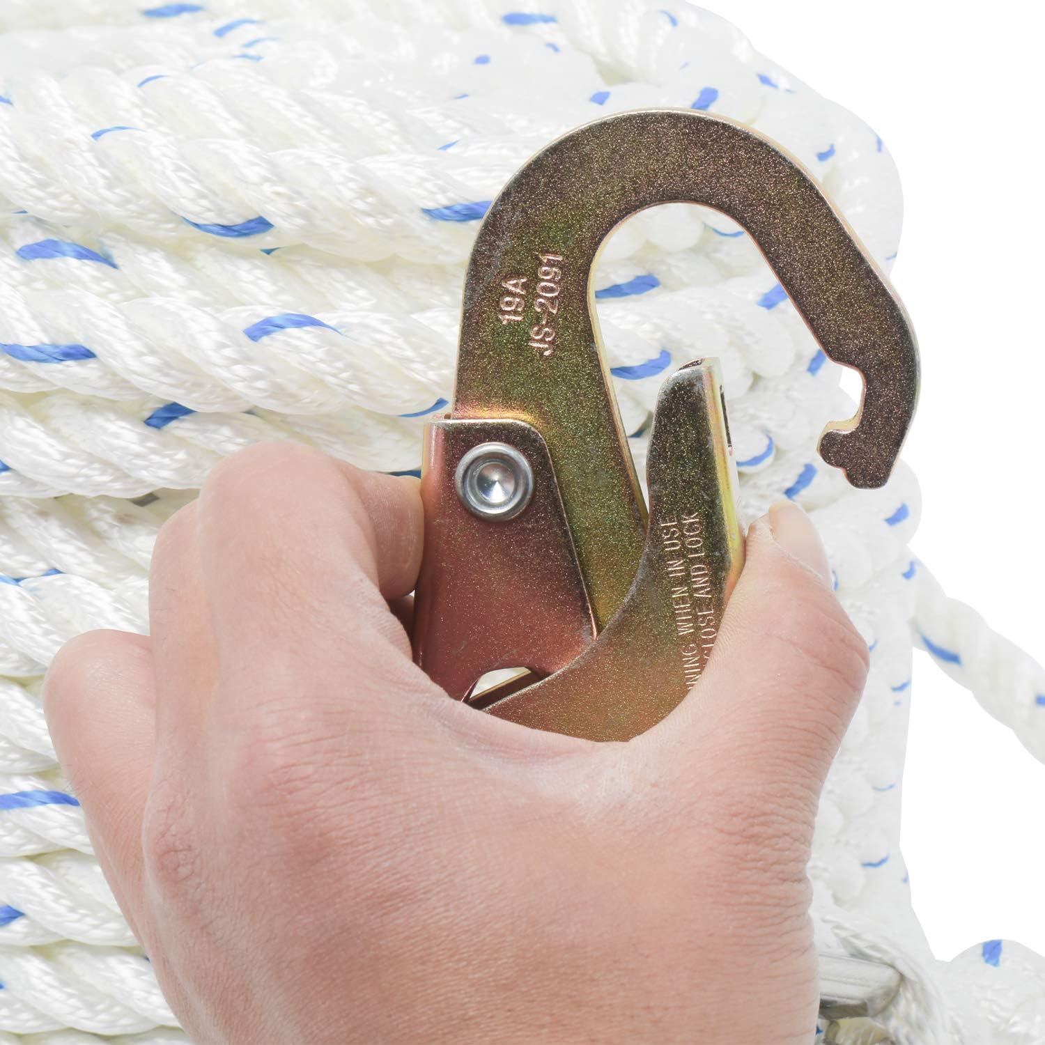 5/8 Inch 150ft Fall Protection Vertical Lifeline Rope with Snap Hook P69952