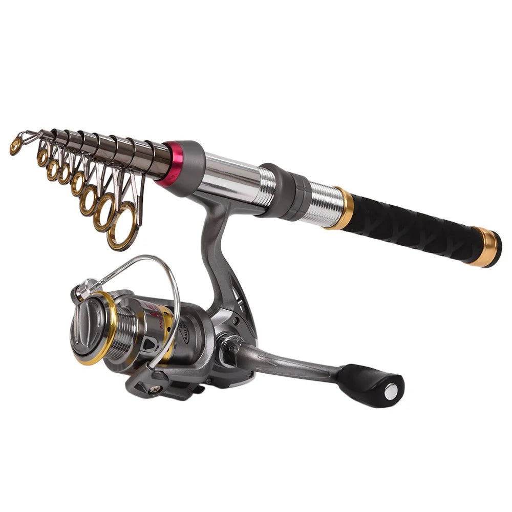 Carbon Fiber Telescopic Fishing Rod Reel Combo with Carrier Bag E943