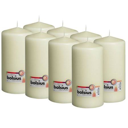 Ivory 4 x 8 inch Large Pillar Unscented Candles 8-Pack R487