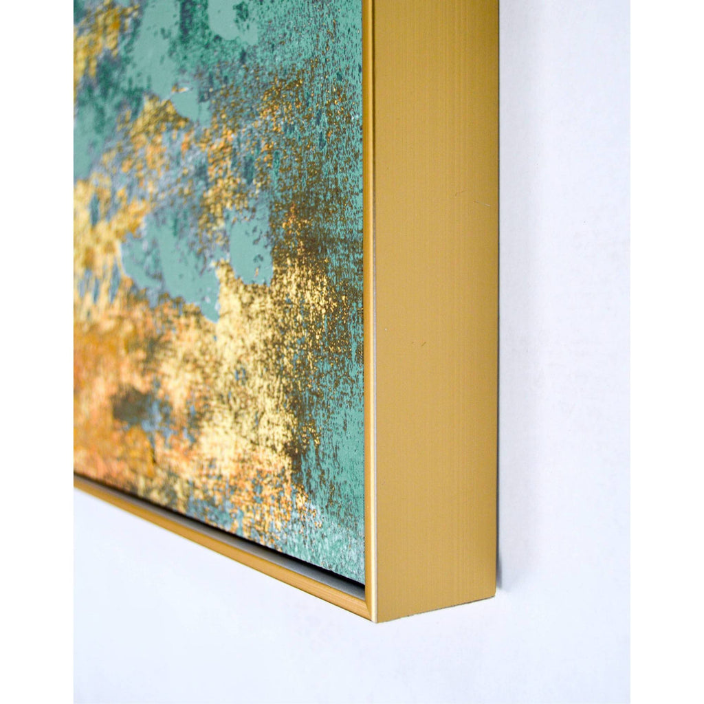 Liquid Gold Abstract Framed Embellished Foiled Canvas I1019