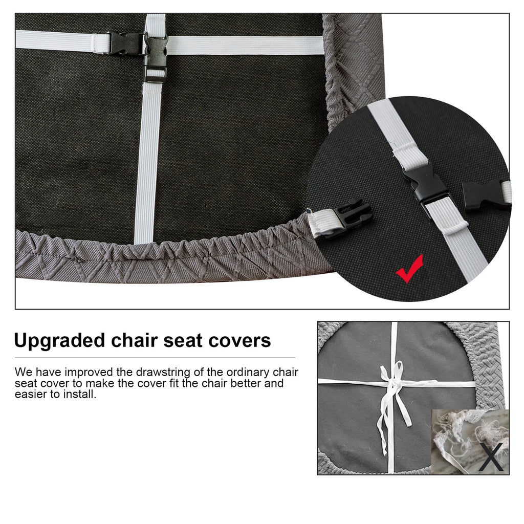 Dark Grey Jacquard Removable Dining Chair Cover Set of 4 A307