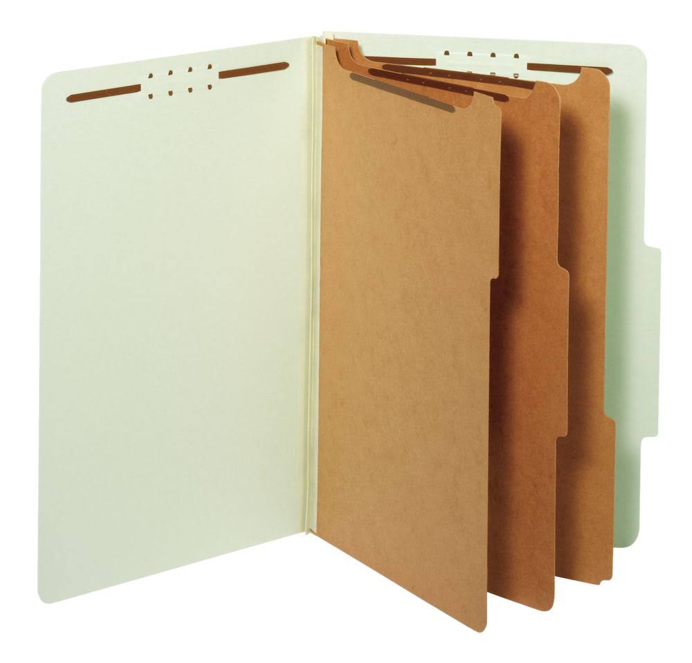 Legal 3 Divider Classification Folders Light Green 10 per BX J234396