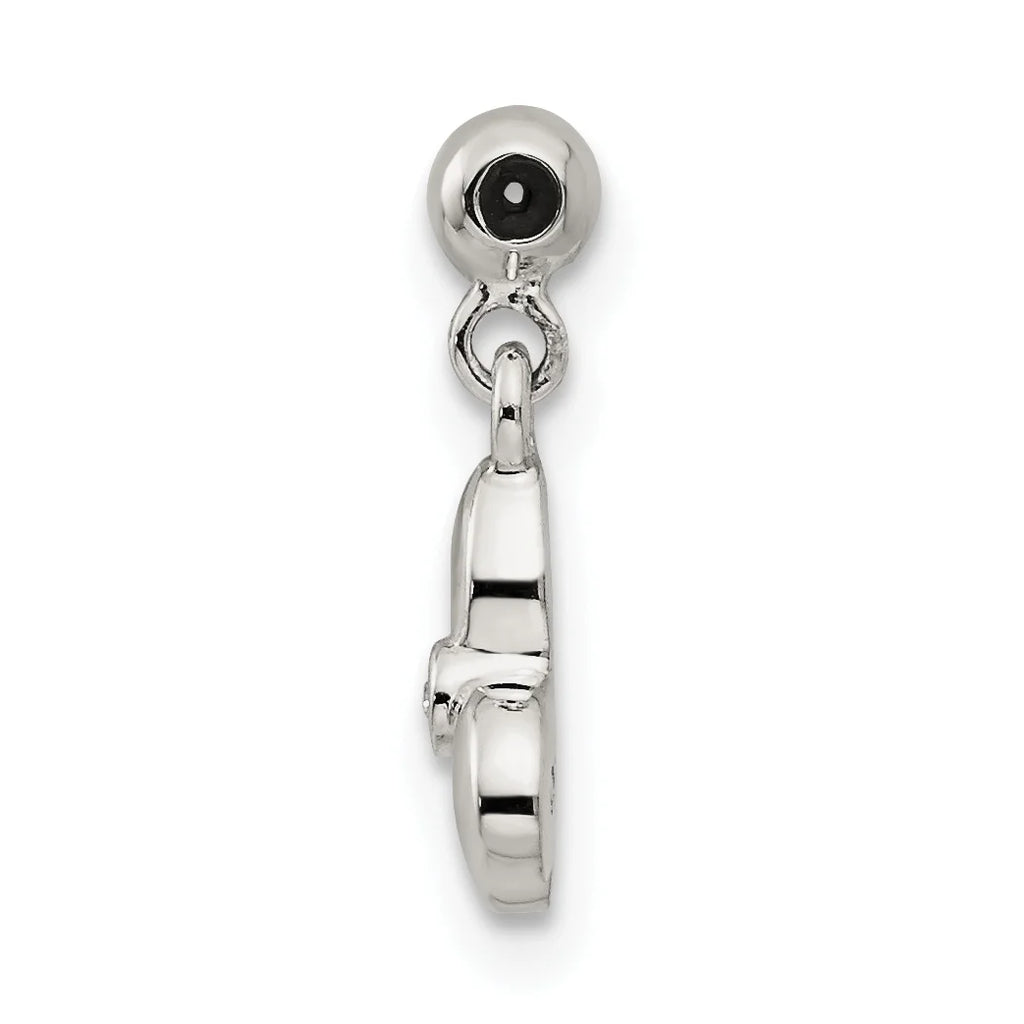 Sterling Silver Created Crystal Bow Charm Pendant with Rope Chain Necklace 20'' Z43312