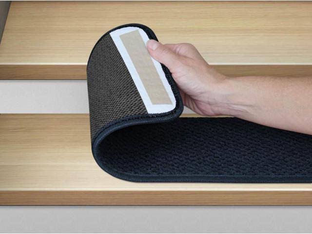 15 Pc Adhesive Carpet Stair Treads Navy Blue 8 in. x 23.5 in. W272922