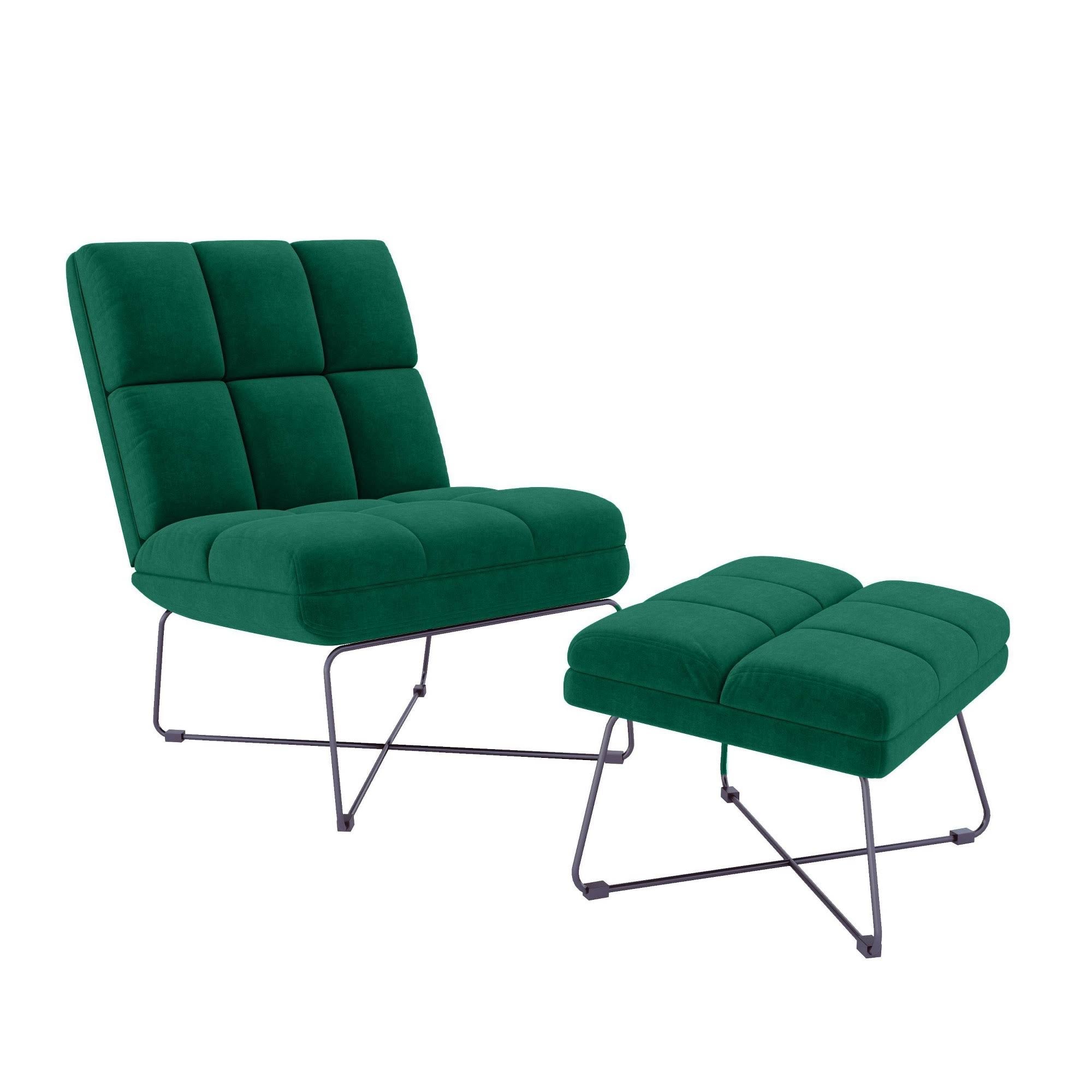 Emerald Armless Chair and Ottoman Set U5647