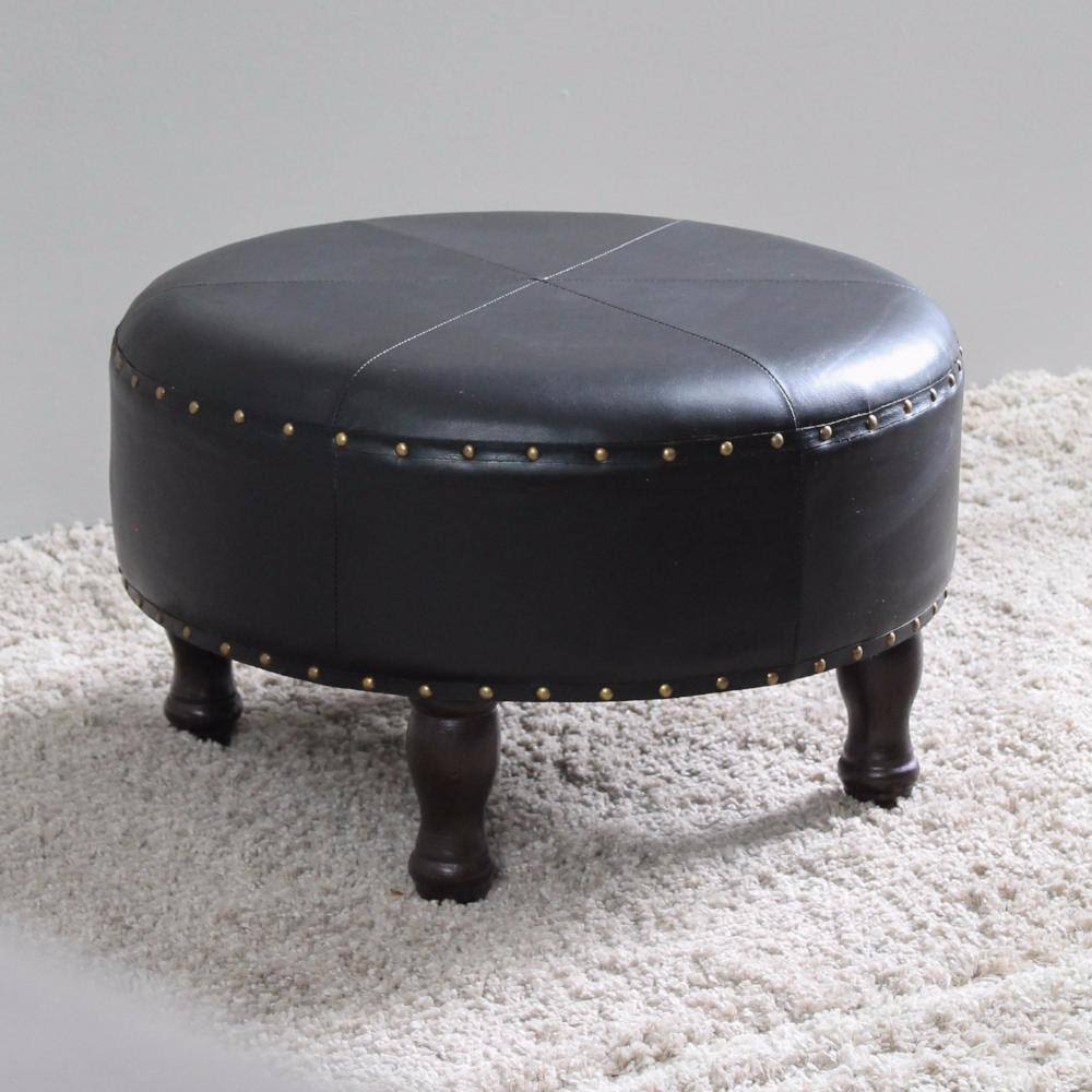 Brown Faux-Leather Round Stool C5605