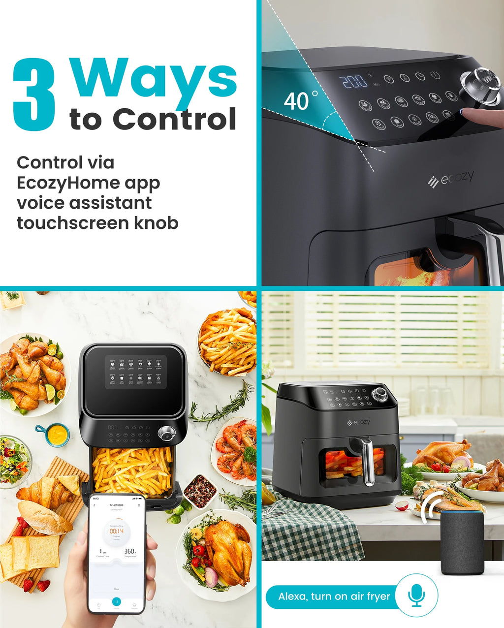 Black 6 Quart Air Fryer with See-Through Window J559