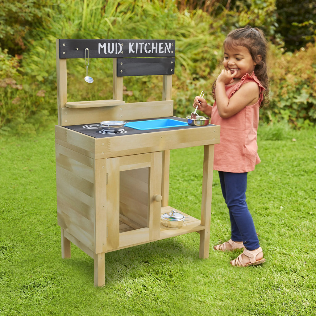 Mud Kitchen Jr Cook with Pots and Pans Natural Wood X293462