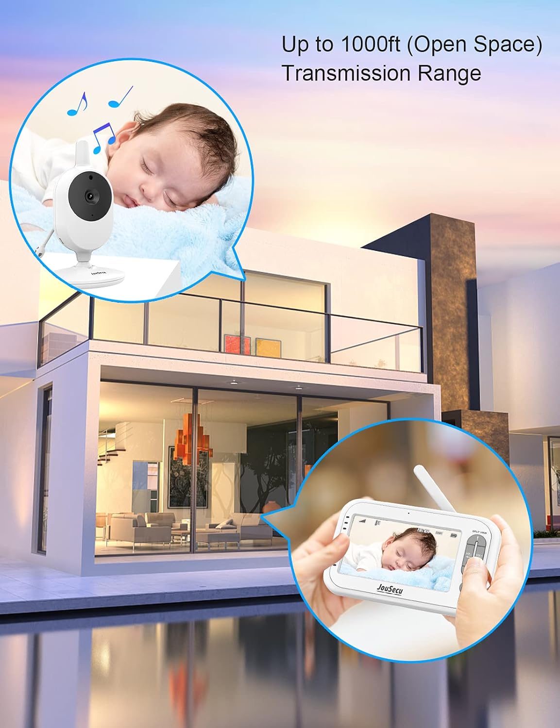 4.3 Inches LCD Split Screen Baby Monitor with Camera and Audio H85586