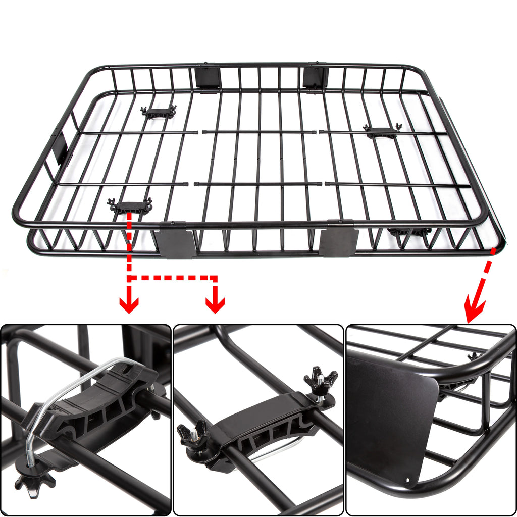 67" Expandable Car Top Roof Rack Cargo Basket Carrier M6279