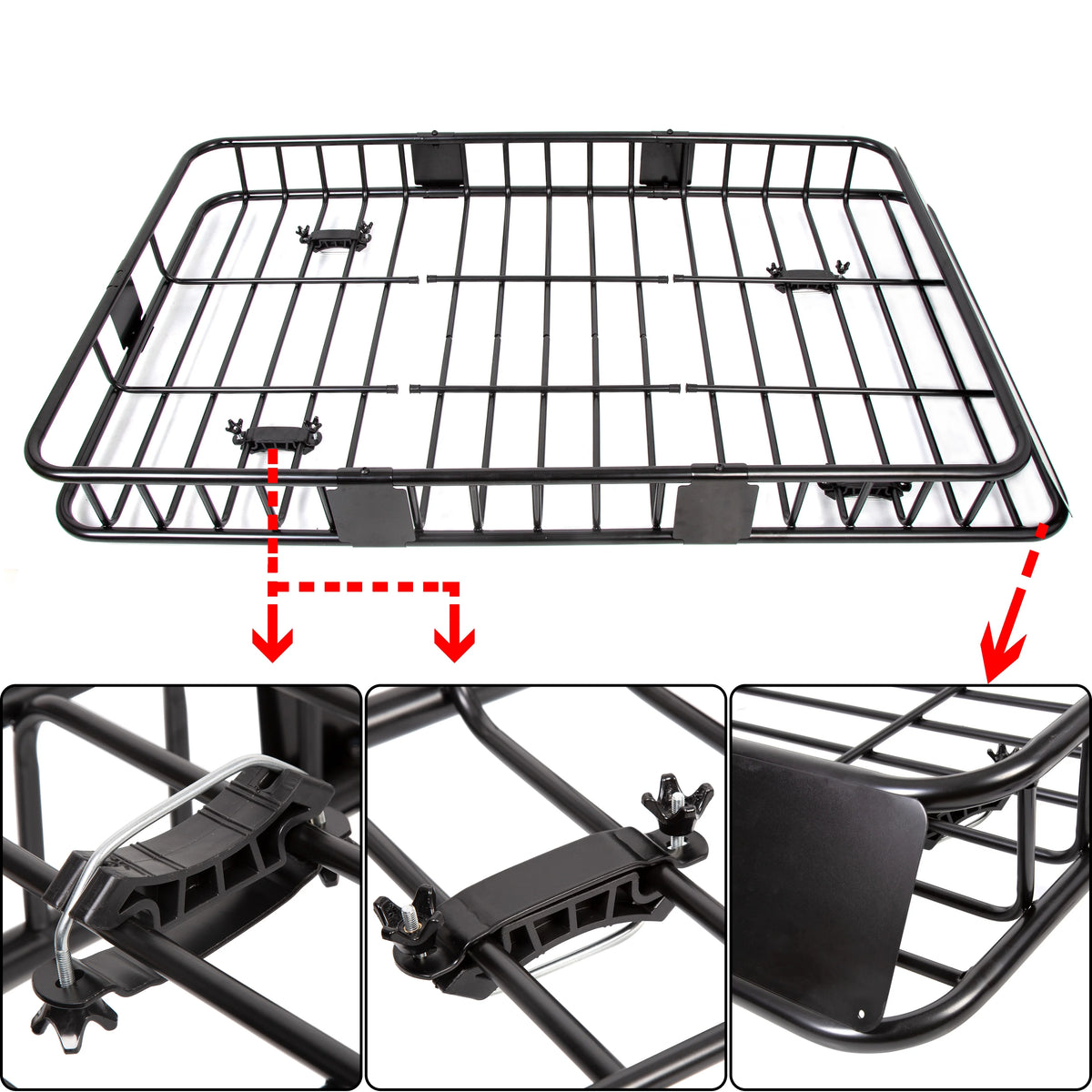 67" Expandable Car Top Roof Rack Cargo Basket Carrier M6279