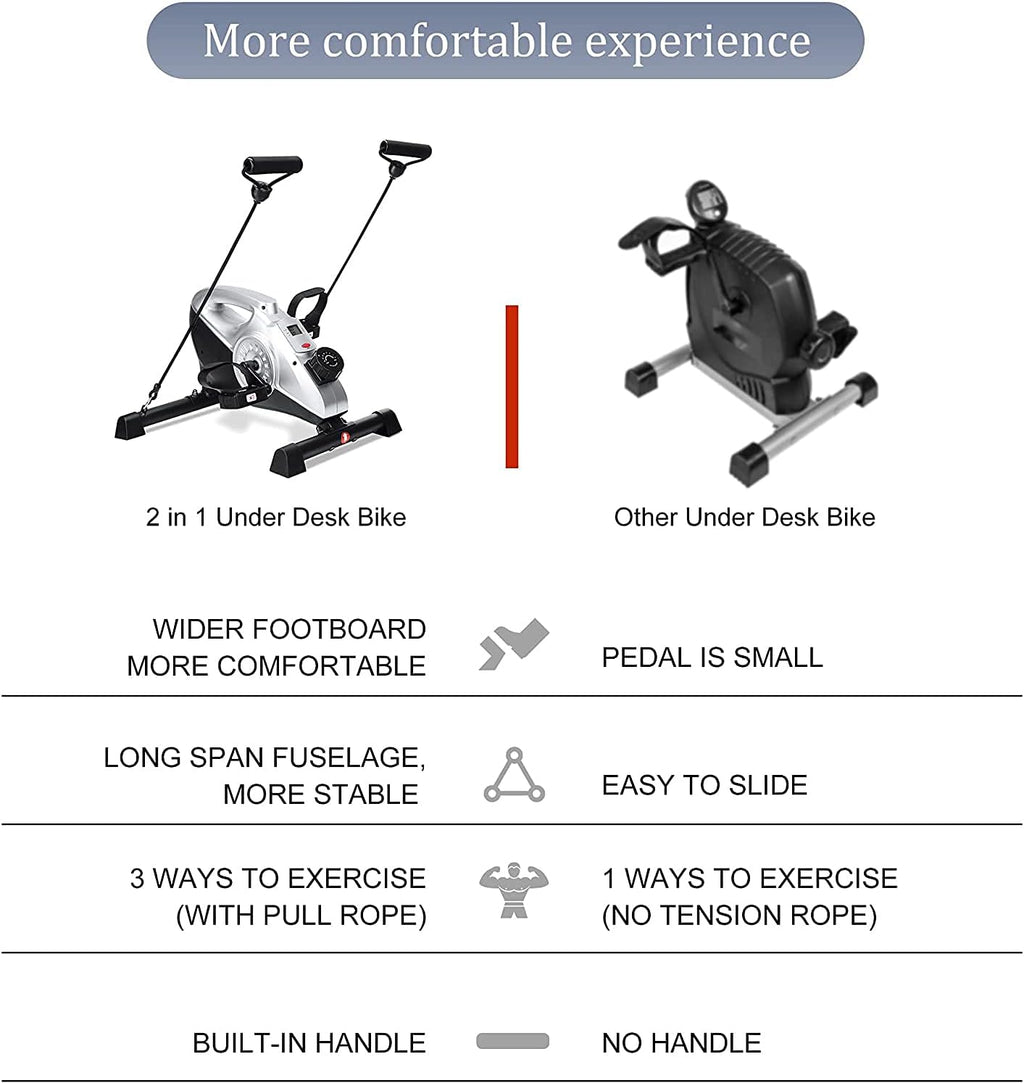 Magnetic Exercise Bike Pedal Exerciser with LCD Monitor and Resistance Bands P412