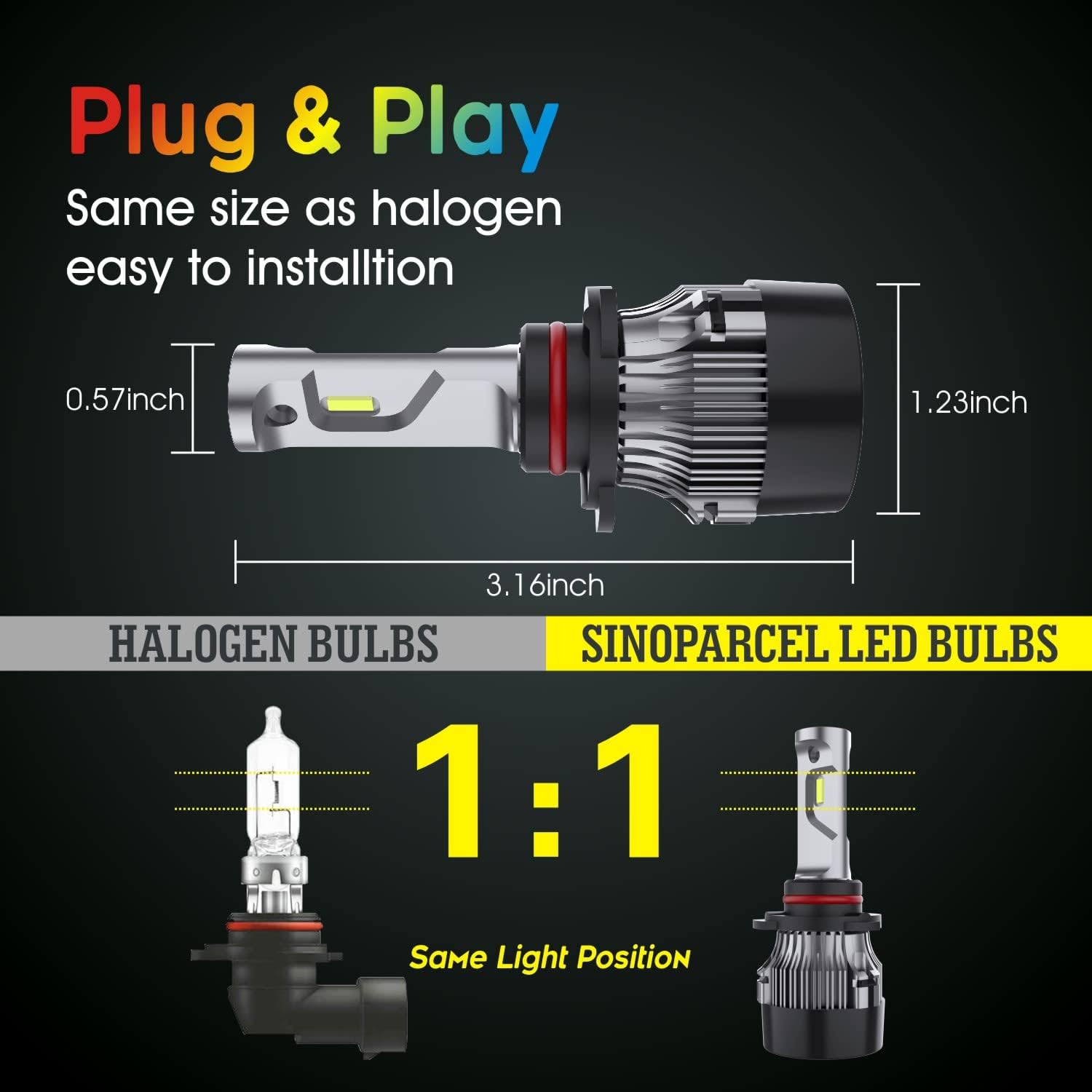 9005/HB3 High Beam and 9006/HB4 Low Beam LED Headlight Bulbs Combo, Pack of 4 R751