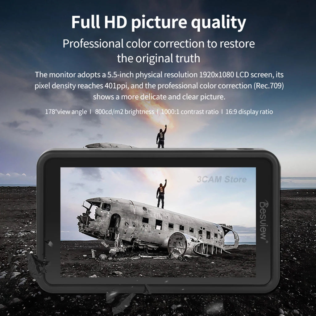 5.5 Inch 4K Touchscreen Field Monitor with Sunshade B451