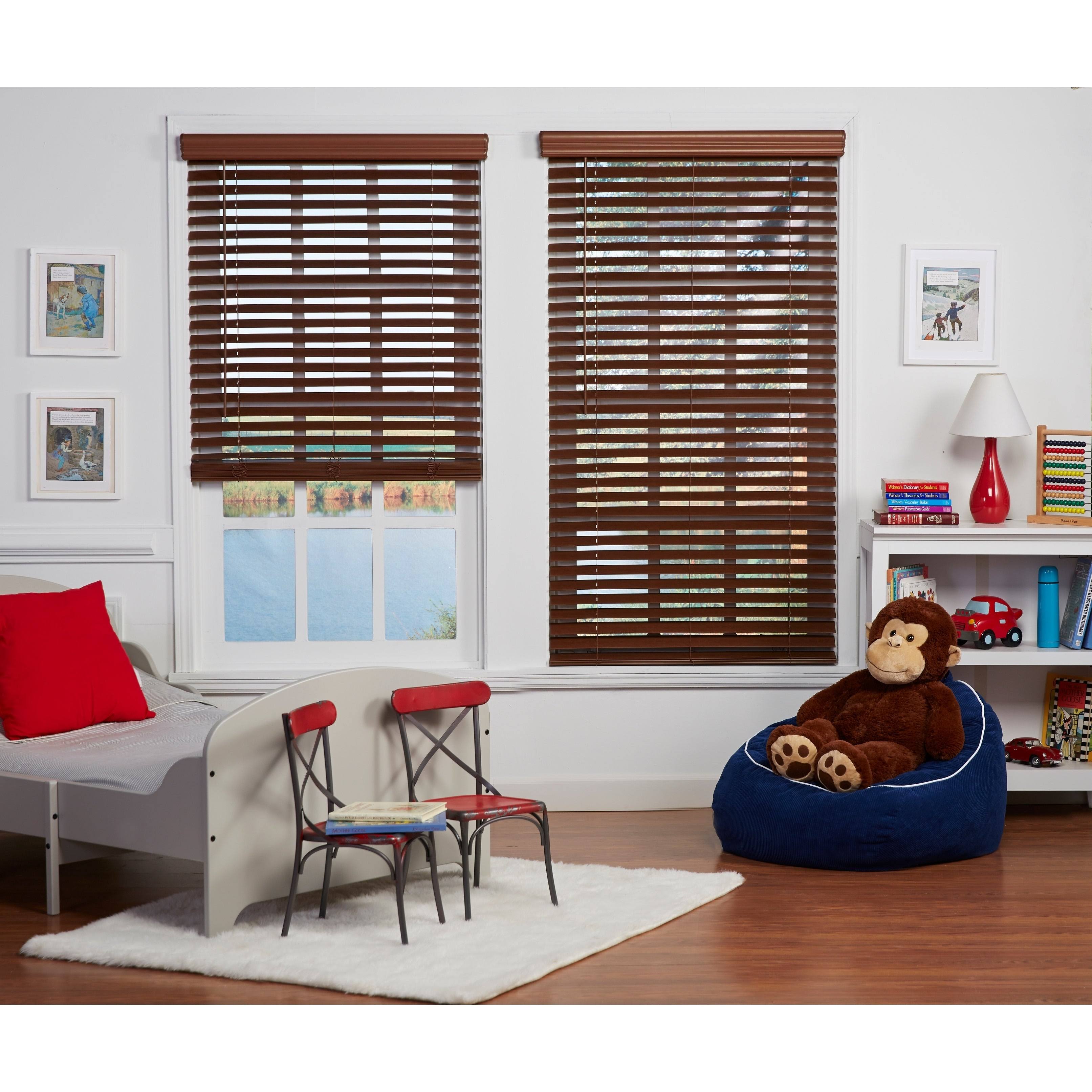 Dark Oak Cordless Faux Wood Blind P39145