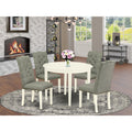 5-Pc Mid Century Dining Set with Round Dinner Table and 4 Padded Parson Chairs P76407