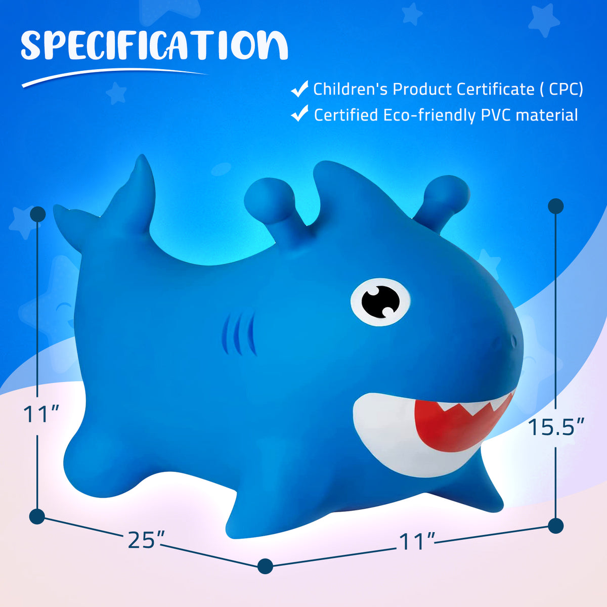 Blue Inflatable Bouncing Horse Hopper Toy D9688