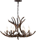 Black Antler Chandelier 6 Light Resin Ceiling Light Fixture A27312
