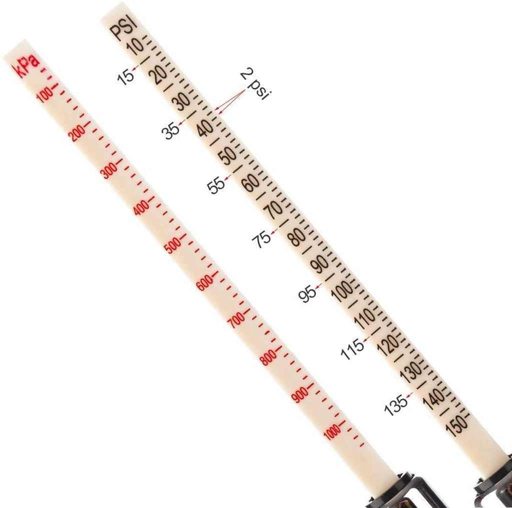 Tire Pressure Gauge 10-150PSI 100-1000KPa Dual Head Chucks Silver (10 Packs) Z8058