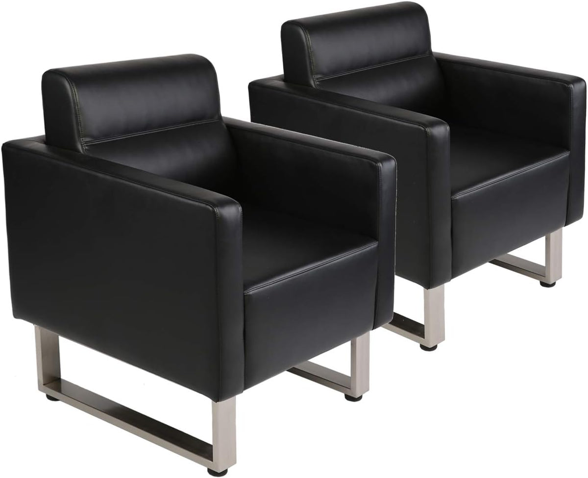 Black Leather Club Chair with Cushion N8557