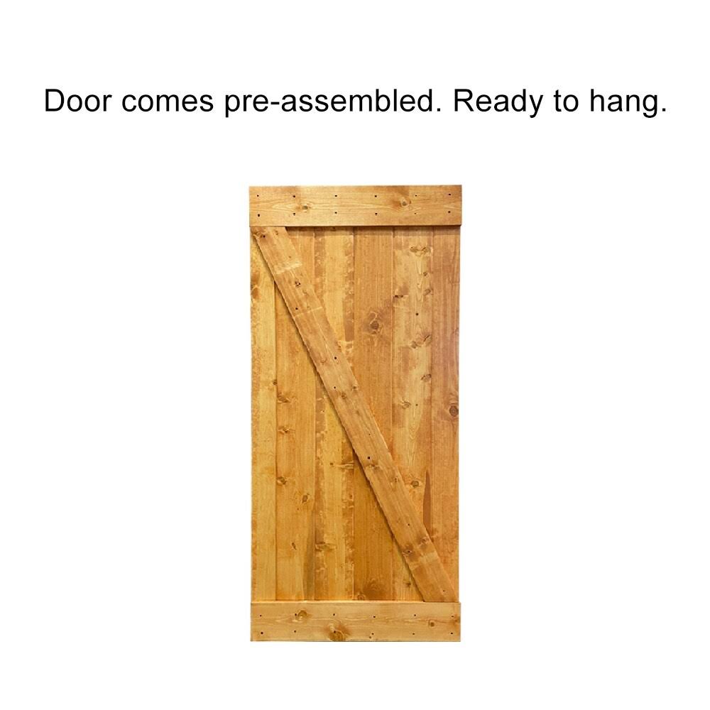 Red Walnut Stained Wood Interior Sliding Barn Door with Hardware Kit P126849