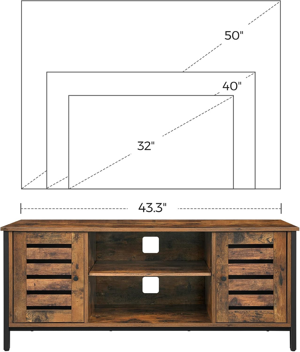Rustic Brown TV Stand with Storage Shelves and Louvered Doors S288968